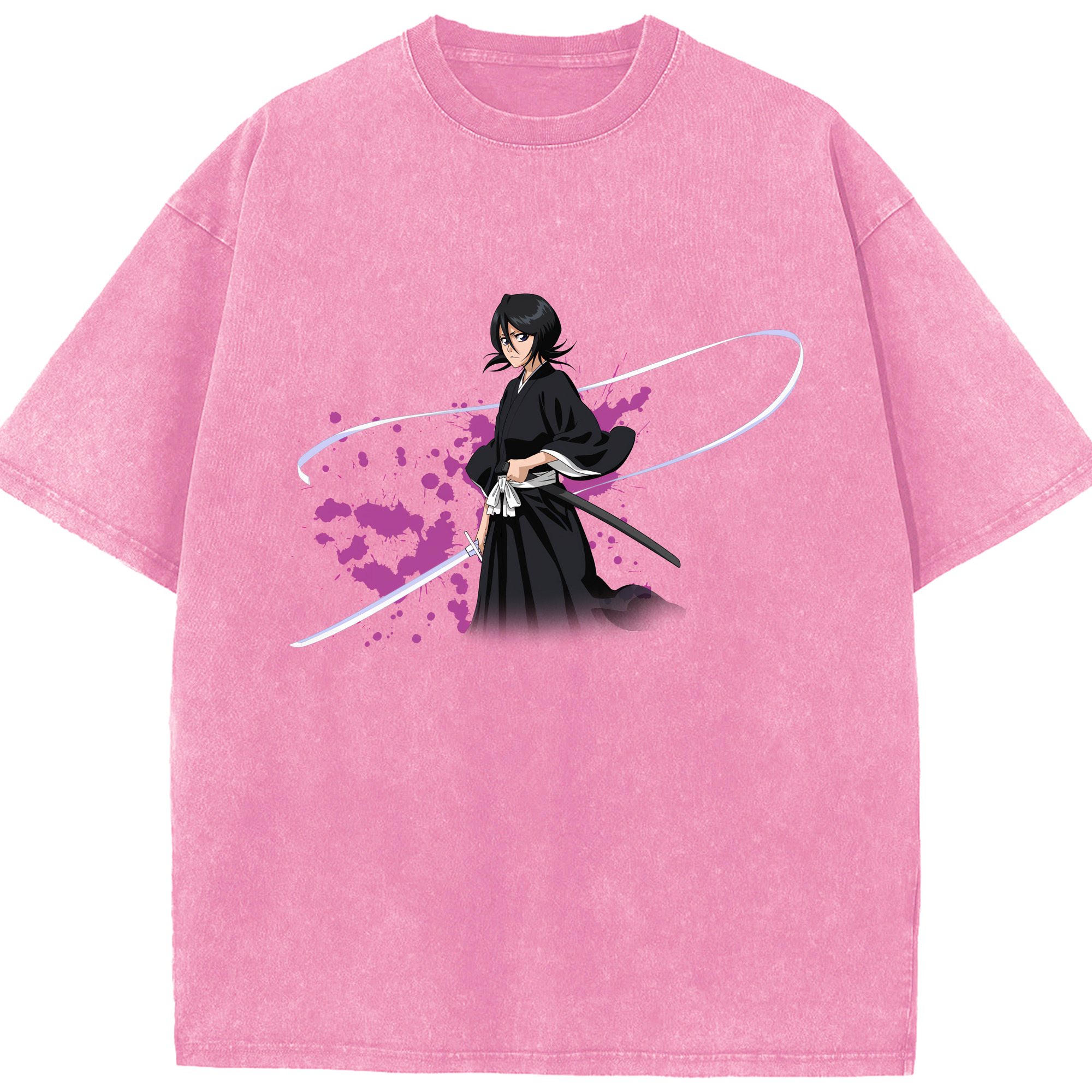 （画像用） ブリーチ 朽木ルキア BLEACH Kuchiki Rukia 綿100% ヴィンテージ風 半袖Tシャツ（フロントプリント）